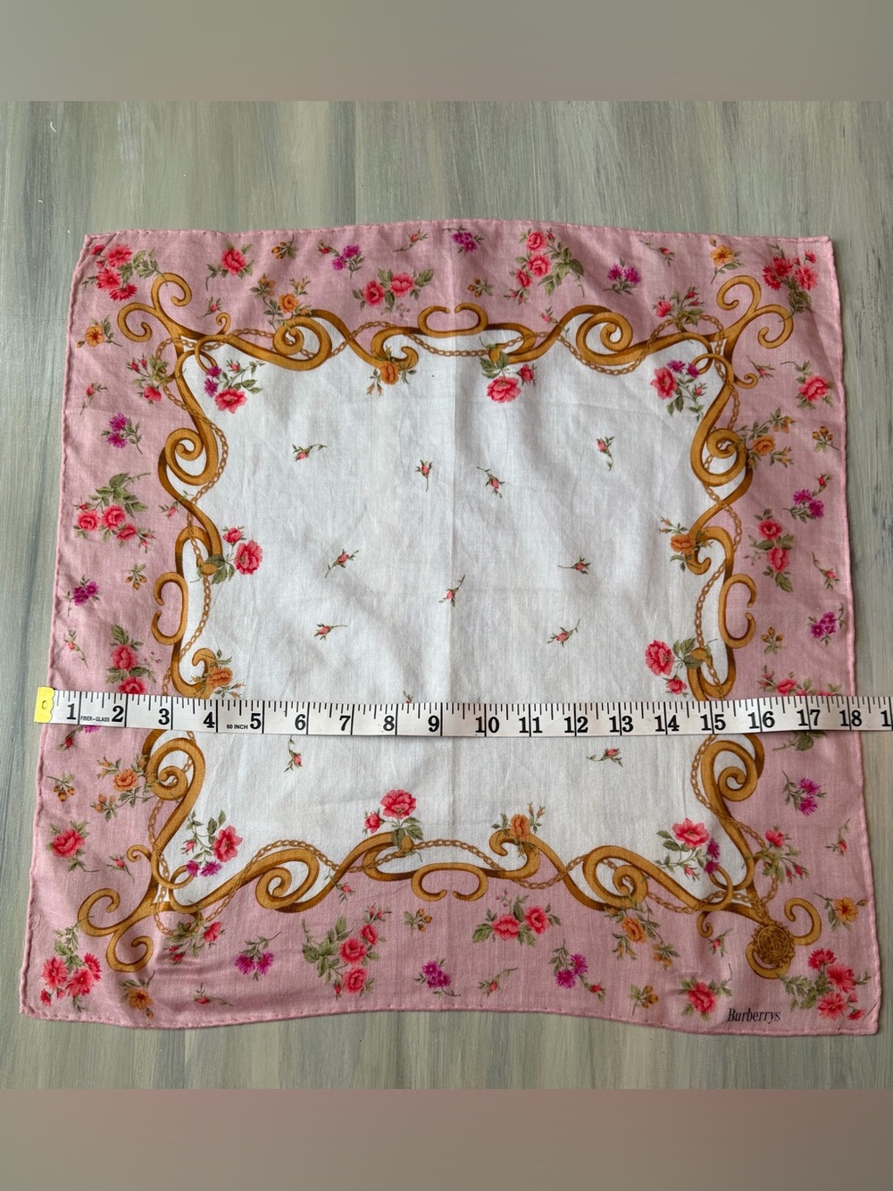 Burberry Pink Floral Cotton Scarf Bandana Hair Bow Bag Accessory Necketchief - Picture 6 of 10